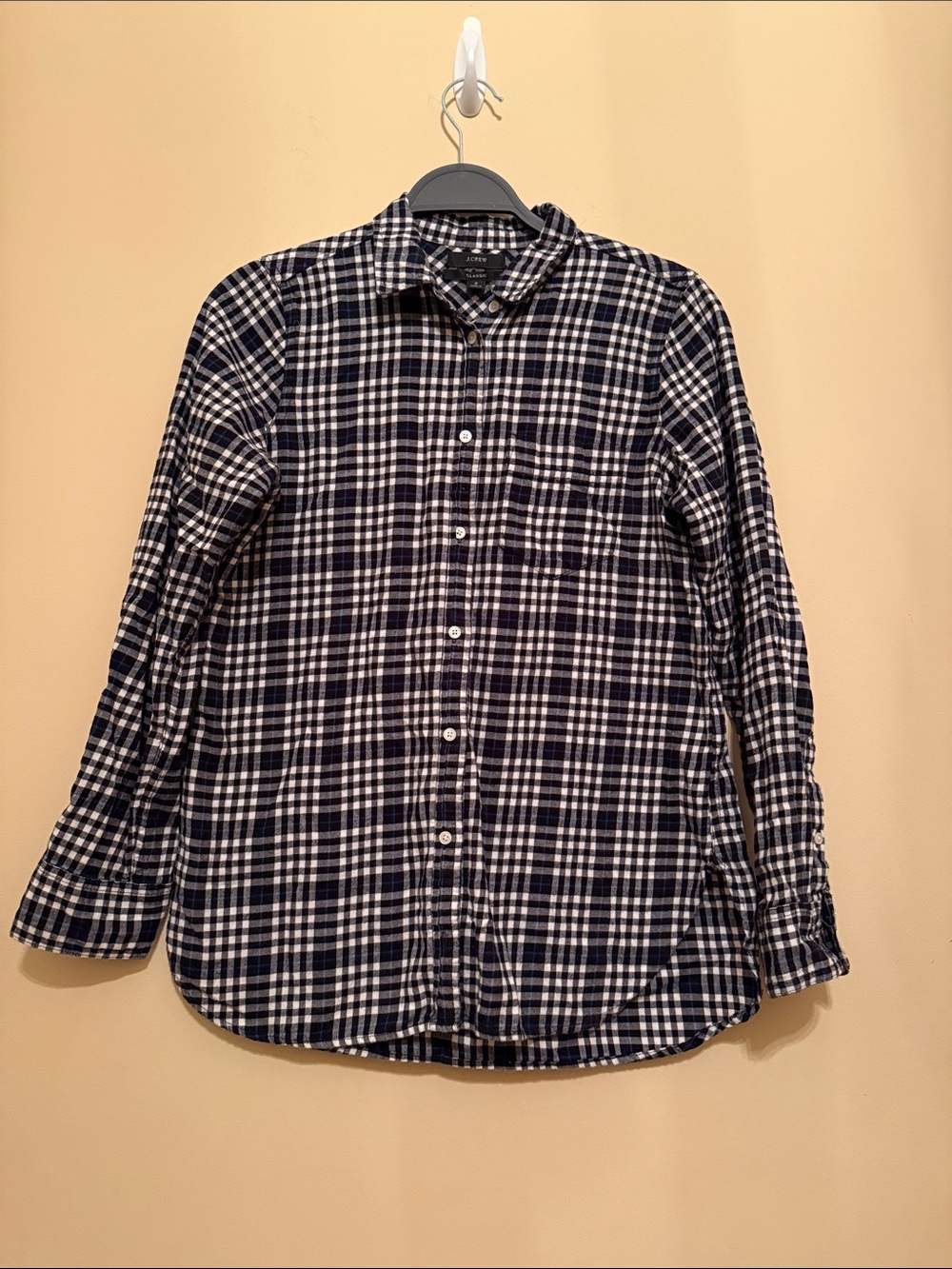 J. Crew Classic-fit boy shirt in frost‎ plaid flannel sz 2